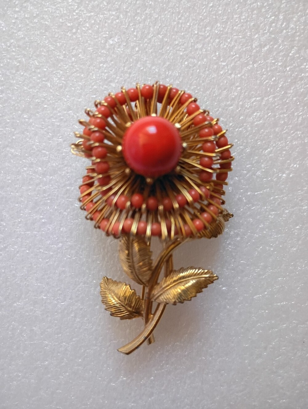 Vintage Castlecliff Faux Coral Rose Flower Brooch c1960s Women's Jewelry Floral